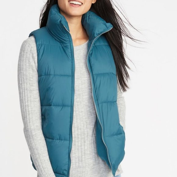 Old Navy Light Blue Puffer Vest Zip Up 
